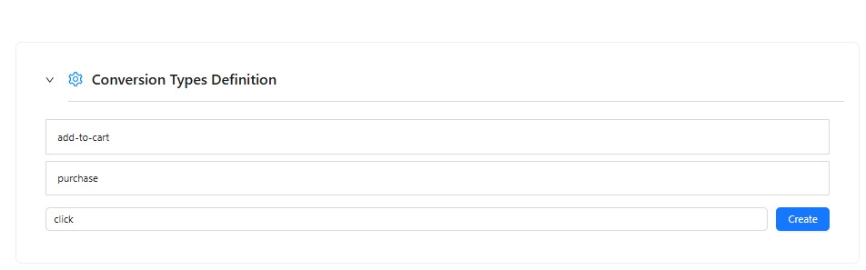 Conversion types definition UI